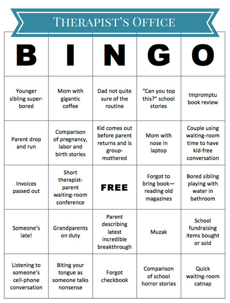 Therapist's Waiting Room Bingo