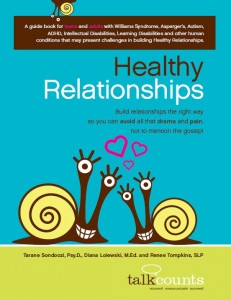 Healthy Relationships: A Workbook for Teens and Adults with Asperger’s, Autism, ADHD, Intellectual Disabilities, Learning Disabilities   by Diana Loiewski, Tarane Sondoozi, and Renee Tompkins 